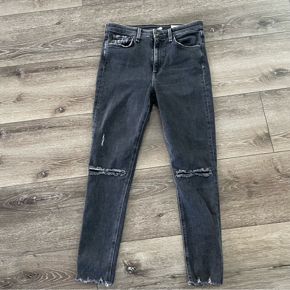 Rag & Bone Nina High-Rise Ankle Skinny Jeans - Washed Black, Size 28 - Picture 3 of 12